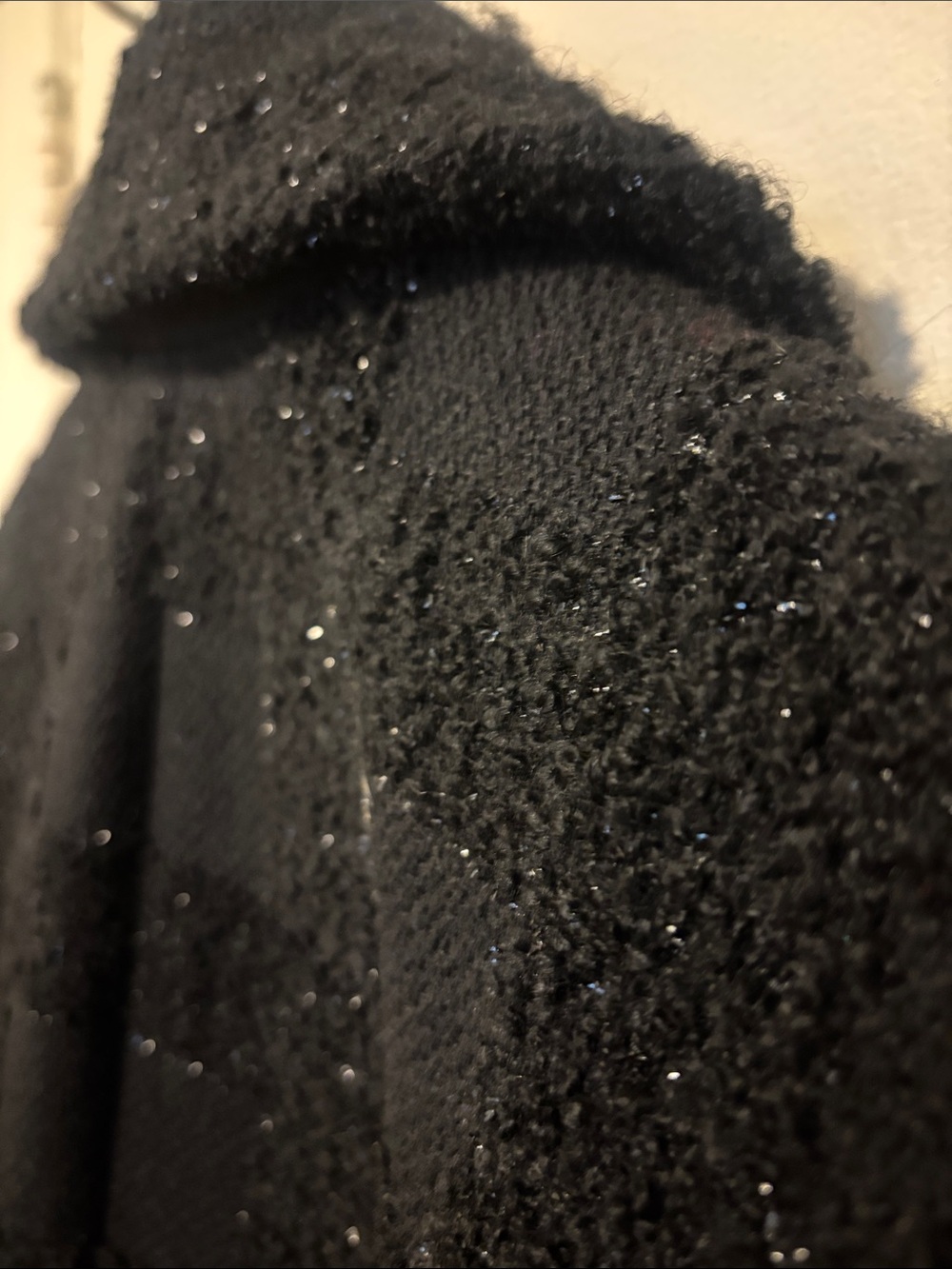 Tahari Black Women's Pea Coat with Subtle Sparkle - Picture 7 of 7